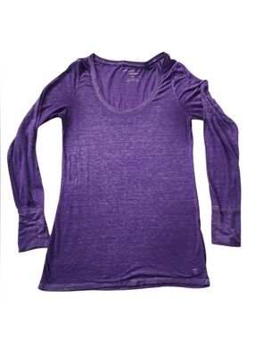 2010s American Eagle Purple Burnout Long Sleeve Scoop Neck Top SZ L